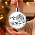 Personalized Photo Cardinal Snow Design Christmas Ball Ornament with Text Home Tree Decor Memorial Sympathy Gift for Family