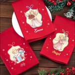 Personalisierte wiederverwendbare Serviette aus 100% Baumwolle mit Weihnachtsengel- oder Christkind-Motiv Weihnachtsgeschenk für Familie Freunde