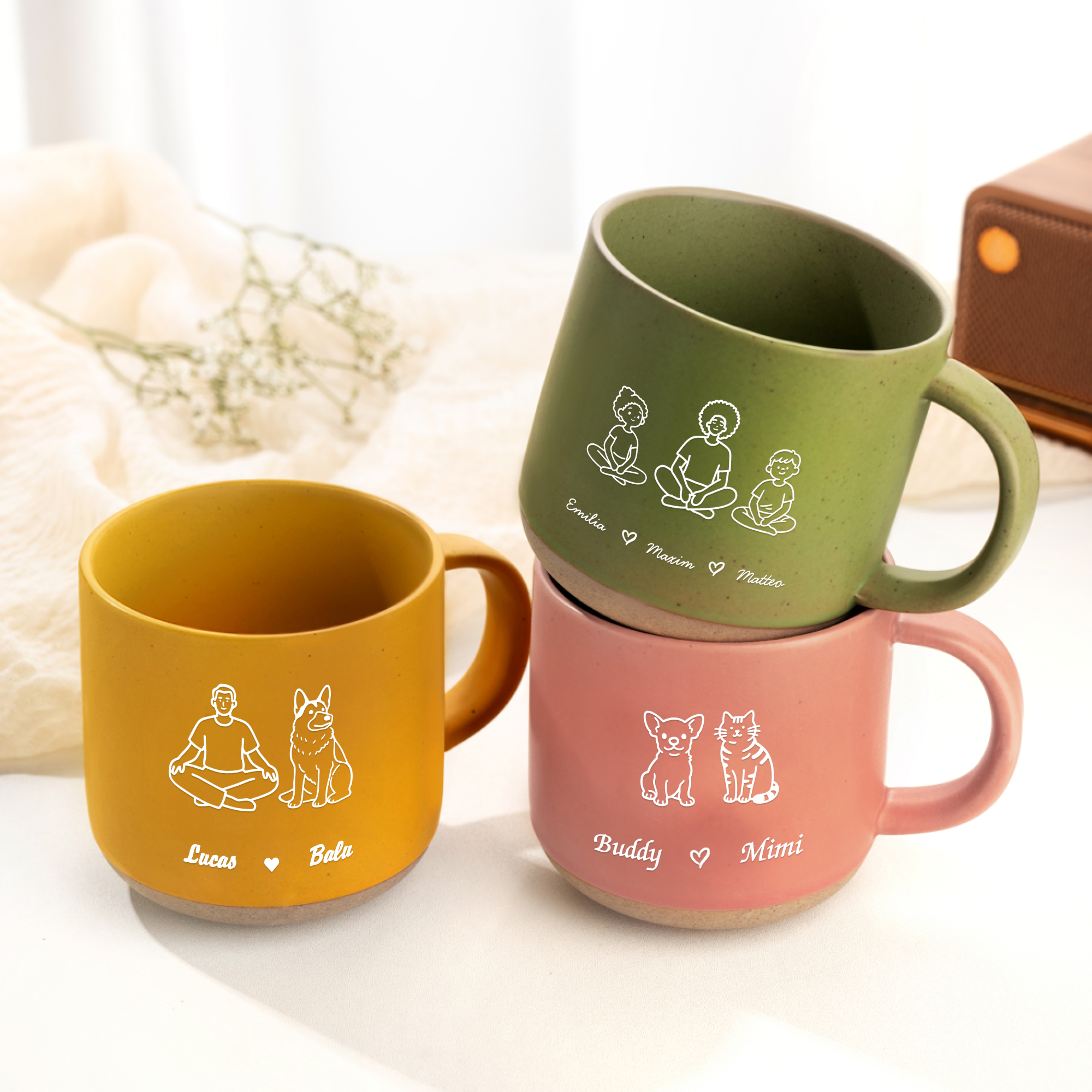 Tasse en céramique 12 oz avec poignée et nom Cadeau commémoratif pour les amis des animaux de compagnie