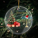 Personalised Christmas Tree Hanukkah Menorah Christmas Ornament with Family Name and Year Home Tree Decor Christmas Gift for Family Christian