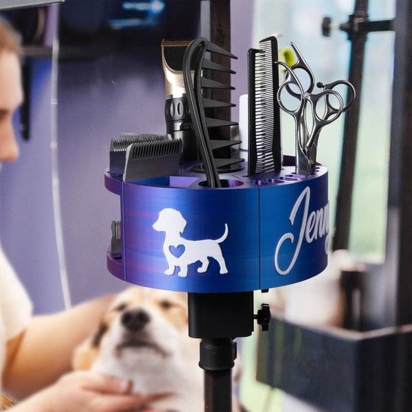 Personalised 360° Rotating Pet Grooming Tools Holder for Table Arm 3D Printing Grooming Supplies Organizer Grand Opening Gift for Pet Groomer Owner