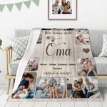 Personalisierte 10 Fotos Weiche Decke mit 1–8 Namen und Text Haus Deko Muttertag Vatertag Geburtstag Geschenk für Familie Freunde