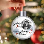Personalized Photo Cardinal Snow Design Christmas Ball Ornament with Text Home Tree Decor Memorial Sympathy Gift for Family