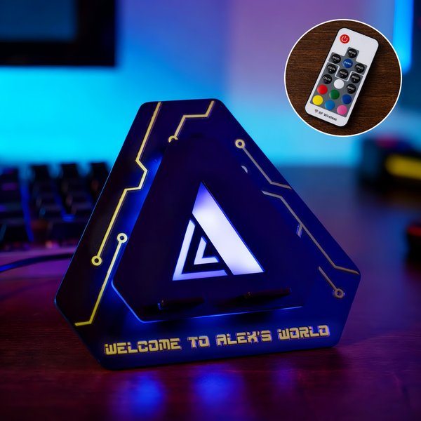 Support de téléphone LED multicolore personnalisé avec télécommande Texte et lettres Décoration de bureau pour salle de jeux Cadeau pour les amateurs de jeux