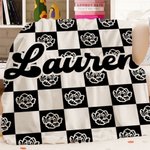 Gepersonaliseerde Dambordpatroon Zacht Deken met Geboortebloem en Naam Woondecoratie Verjaardag Kerstcadeau voor Dames en Kinderen