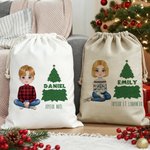 Sac Cadeau à Cordon Personnalisé avec Personnage de Dessin Animé Texte et Nom Cadeau Noël pour Enfants Famille et Amis
