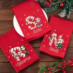 Tovagliolo natalizio personalizzato in 100% cotone con cappello di Natale iniziale e personaggio regalo per famiglia