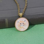 Personalised Hand-Drawn Watercolour Miniature Pet Photo Painting Necklace Birthday Memorial Christmas Gift for Pet Lovers Owners