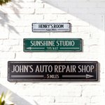 Letrero metálico retro personalizado multicolor con nombre y texto Taller de garaje Decoración de jardín Inauguración de la casa Regalo de cumpleaños para entusiastas del estilo retro