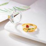 Gepersonaliseerde kleurrijke blad geboortesteen verstelbare open ring met tekst sierlijke sieraden dagelijkse slijtage verjaardag verjaardagscadeau voor haar