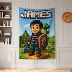 Coperta personalizzata 3D Pixel-Style Photo con nome, regalo di Natale per bambini e amanti dei giochi.