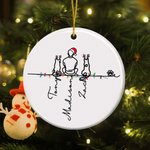 Personalized Line Art Character Cat Dog Acrylic Ceramic Ornament with Name Home Decor Christmas Gift for Family Pet Owner Couple