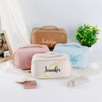 Gepersonaliseerd initiaal PU lederen make-uptasje met naam reisaccessoires verjaardag verjaardagscadeau voor haar