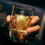 Personalised Golden 3D Badge Initial Name 10 oz Rock Whiskey Glass Old Fashioned Birthday Gift for Man Bartender Whiskey Enthusiast
