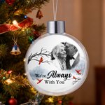Personalized Photo Cardinal Snow Design Christmas Ball Ornament with Text Home Tree Decor Memorial Sympathy Gift for Family