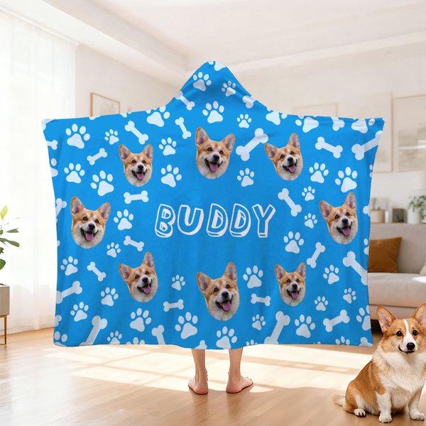 Personalized Multicoloured Pet Photos Soft Hooded Blanket with Name Home Decor Birthday Christmas Gift for Pet Lovers