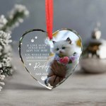 Personalised Paw Print Photo Heart Round Ornament with Name and Year Tree Decor Birthday Memorial Christmas Gift for Pet Lovers Owners