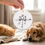 Personalized Line Art Character Cat Dog Acrylic Ceramic Ornament with Name Home Decor Christmas Gift for Family Pet Owner Couple