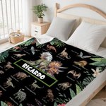 Manta suave personalizada con temática de dinosaurio selva volcán y nombre regalo de cumpleaños y Navidad para amantes de los dinosaurios