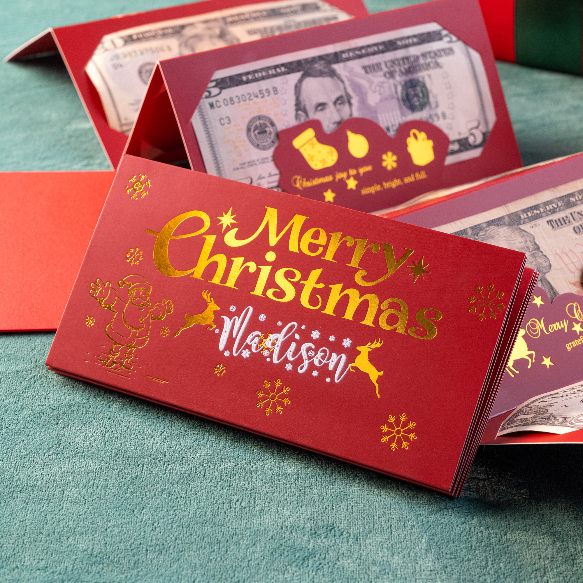 Enveloppe de Noël personnalisée avec pince à billets et nom Cadeau de Noël pour les amis et la famille