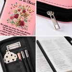 Gepersonaliseerd Kruis Bloemen Bijbelverzen PU Lederen Boekomslag met Naam Verjaardag Doop Cadeau voor Christenen Vrouwen
