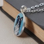Personalised Hand-Drawn Watercolour Miniature Pet Photo Painting Necklace Birthday Memorial Christmas Gift for Pet Lovers Owners