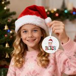 Personalized Cartoon Character Christmas Hat Ceramic Ornament with Name Home Tree Decor Christmas Gift for Boys Girls