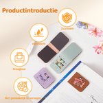 Gepersonaliseerde Geboortebloem en Cartoonfiguur Magnetische PU-leer Bladwijzerclip met Naam Verjaardagscadeau voor Boekenliefhebbers en Boekenwurmen