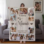 Manta suave personalizada con 10 fotos familiares y 1 a 8 nombres y texto regalo de cumpleaños Día de la Madre Día del Padre para familia