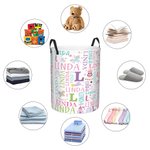 Personalized Fantasy Unicorn Dinosaur Word Cloud Large Waterproof Laundry Basket with Name and Initial Christmas Birthday Gift for Boys Girls