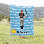 Personalized Softball Character Soft Throw Blanket with Team Name and Number Game Day Senior Night Team Gift for Team Members Softball Players