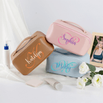 Gepersonaliseerd initiaal PU lederen make-uptasje met naam reisaccessoires verjaardag verjaardagscadeau voor haar
