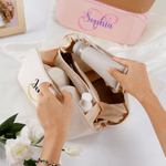 Gepersonaliseerd initiaal PU lederen make-uptasje met naam reisaccessoires verjaardag verjaardagscadeau voor haar