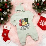 Personalised Joy To The World My First Christmas 100% Cotton Baby Romper Hat Set with Name and Year Christmas Gift for Newborns New Parents