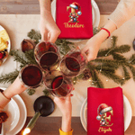 Gepersonaliseerde Kerstmuts 100% Katoen Rode Servet met Naam en Voorletter Feesttafel Decoratie Kerstcadeau voor Familie Vrienden