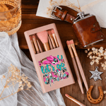 Personalized Let's Go Girls Western Style Makeup Brush Travel Storage Box Set with Name Birthday Wedding Gift for Friends Cowgirls