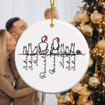 Personalized Line Art Character Cat Dog Acrylic Ceramic Ornament with Name Home Decor Christmas Gift for Family Pet Owner Couple