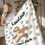 Personalisierte niedliche Faultier Decke mit Text und Namen Muttertag Geburtstag Weihnachten Geschenk für Kinder Damen