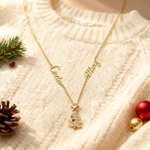 Personalisierte Weihnachtsbaum 2-18 Birthstones Halskette mit Namen Dainty Schmuck Weihnachtsgeschenk für Mama Oma Frau