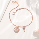 Personalized Cute Marsupilami Silhouette Heart-Shaped Key Pendant Bracelet with Name Birthday Christmas Gift for Her | Callie × Marsupilami®
