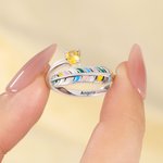 Gepersonaliseerde kleurrijke blad geboortesteen verstelbare open ring met tekst sierlijke sieraden dagelijkse slijtage verjaardag verjaardagscadeau voor haar