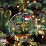 Personalised Christmas Tree Hanukkah Menorah Christmas Ornament with Family Name and Year Home Tree Decor Christmas Gift for Family Christian