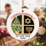 Personalised Christmas Tree Hanukkah Menorah Christmas Ornament with Family Name and Year Home Tree Decor Christmas Gift for Family Christian
