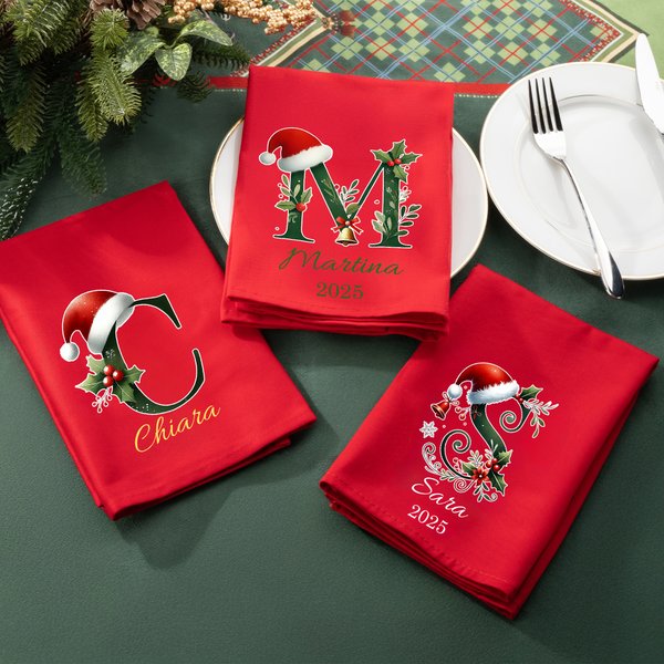 Tovagliolo riutilizzabile in 100% cotone personalizzata con nome accessorio natalizio regalo di Natale per famiglia