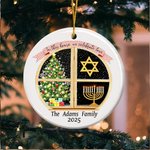 Personalised Christmas Tree Hanukkah Menorah Christmas Ornament with Family Name and Year Home Tree Decor Christmas Gift for Family Christian