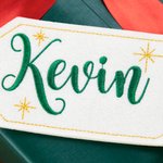 Personalized Stars Embroidered Name Felt Fabric Stocking Tag with Ribbon Christmas Decor Christmas Gift for Family Friends