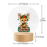 Personalized Cute Christmas Deer LED Night Light with Wooden Base and Name Nursery Decor Birthday Holiday Gift for Kids