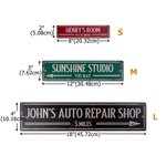 Letrero metálico retro personalizado multicolor con nombre y texto Taller de garaje Decoración de jardín Inauguración de la casa Regalo de cumpleaños para entusiastas del estilo retro