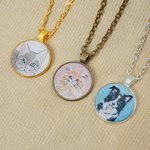 Personalised Hand-Drawn Watercolour Miniature Pet Photo Painting Necklace Birthday Memorial Christmas Gift for Pet Lovers Owners