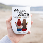 Personalised Me and My Besties Cartoon Character 12 oz Insulated Wine Tumbler with Names Birthday Bride Party Anniversary Gift for Besties